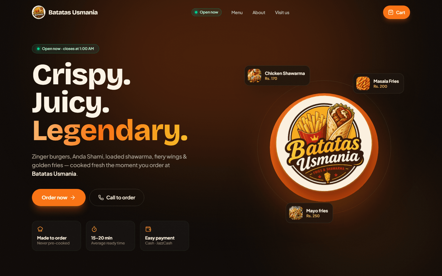 Batatas Usmania — Cafe Ordering & Management